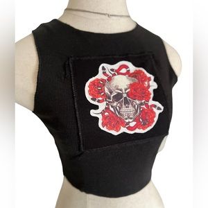 Zara crop top with laced back snakes and skulls